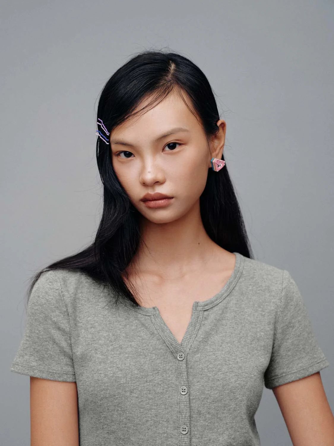 Scoop Neck Button Up Skinny Fit T-Shirts - Image 3