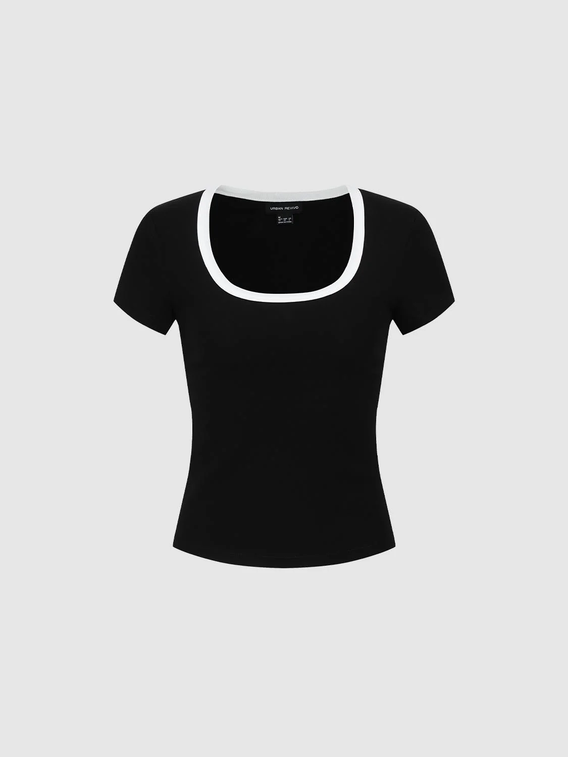 Scoop Neck Contrast Trim Skinny-Fit T-Shirts