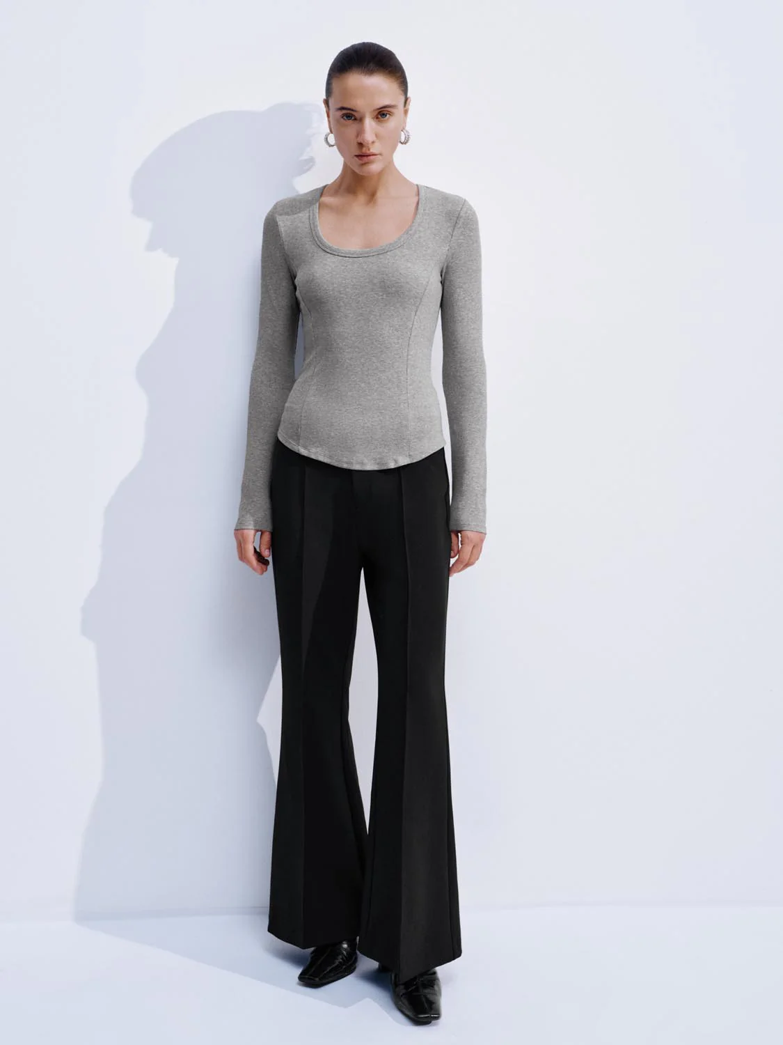 Scoop Neck Flare Long Sleeve T-Shirts - Image 12