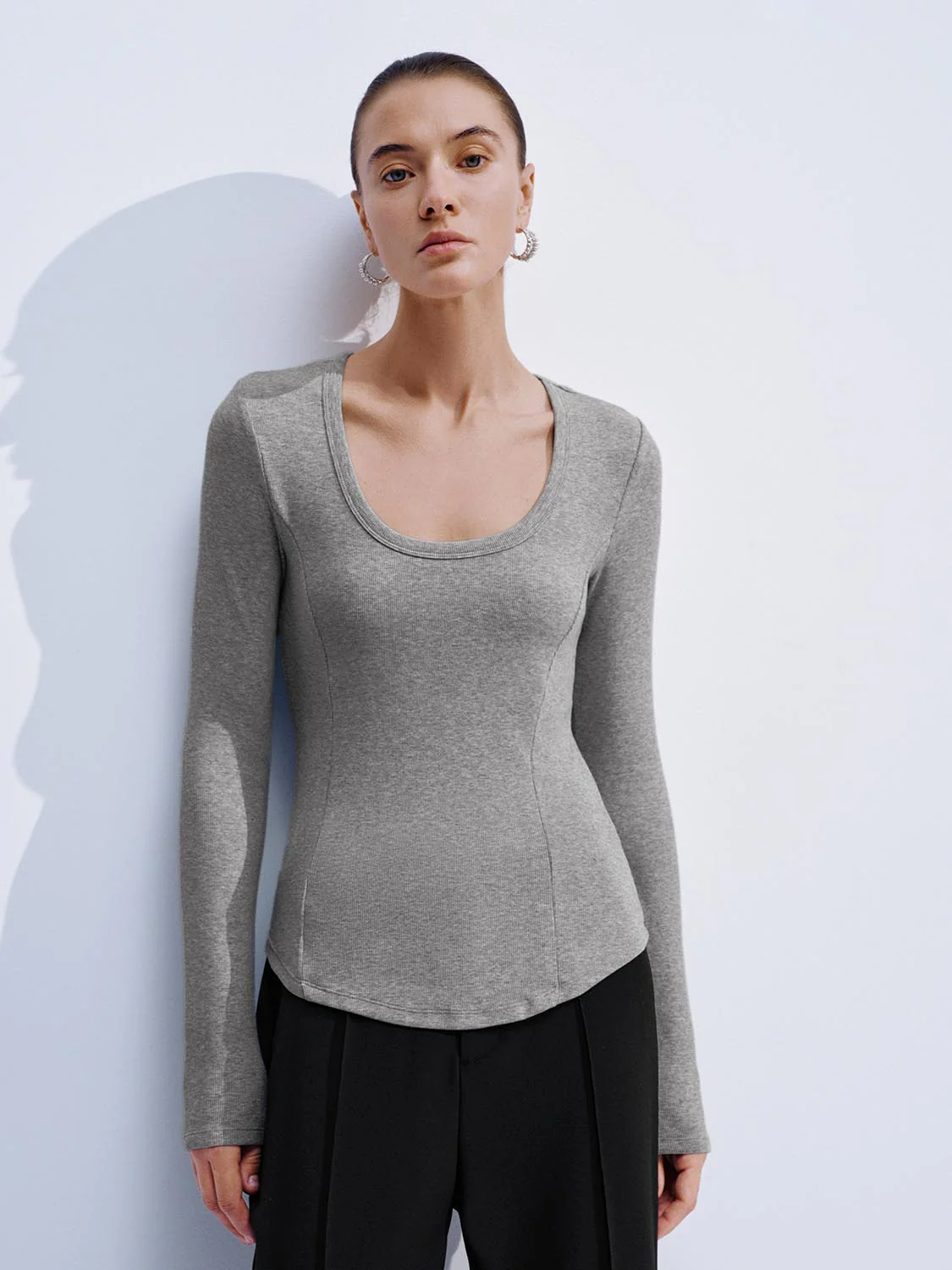Scoop Neck Flare Long Sleeve T-Shirts - Image 34