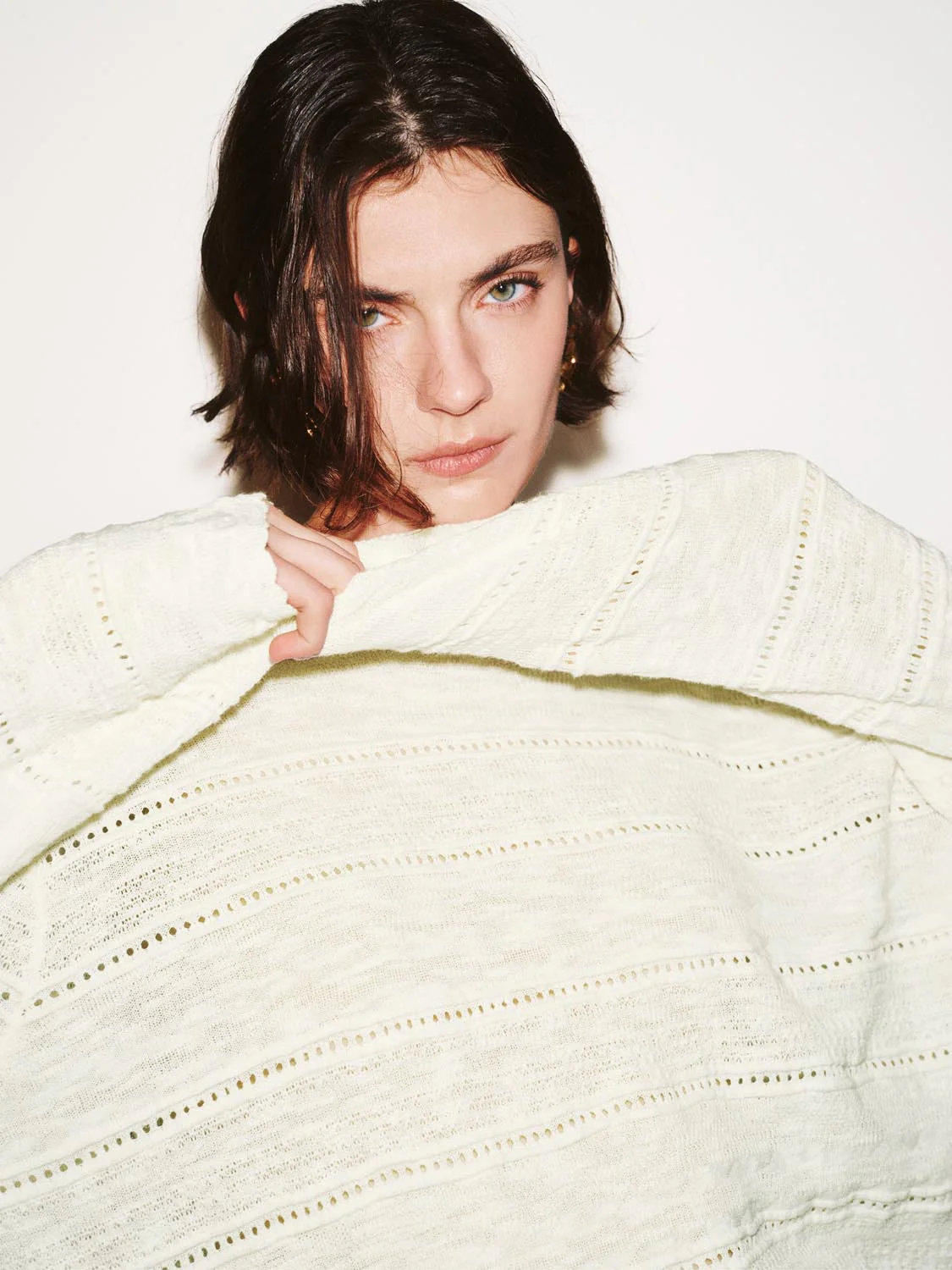 Scoop Neck Long Sleeve Knitted T-Shirts - Image 3