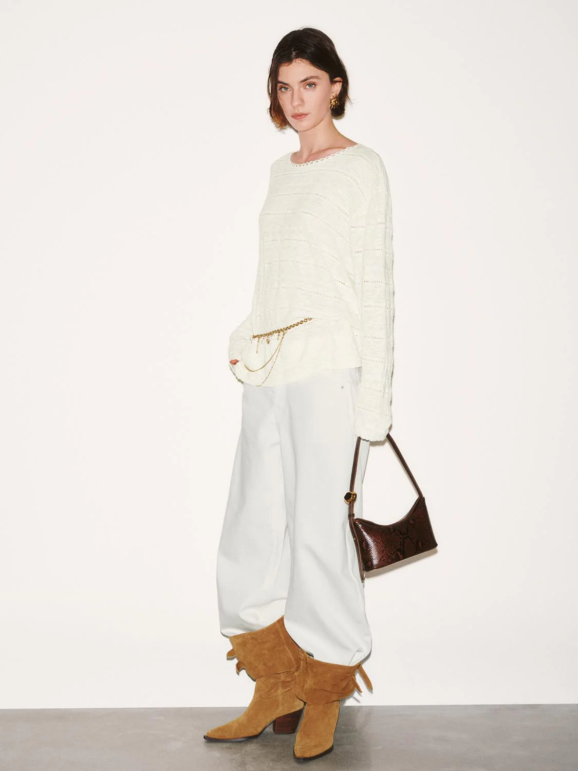 Scoop Neck Long Sleeve Knitted T-Shirts - Image 5