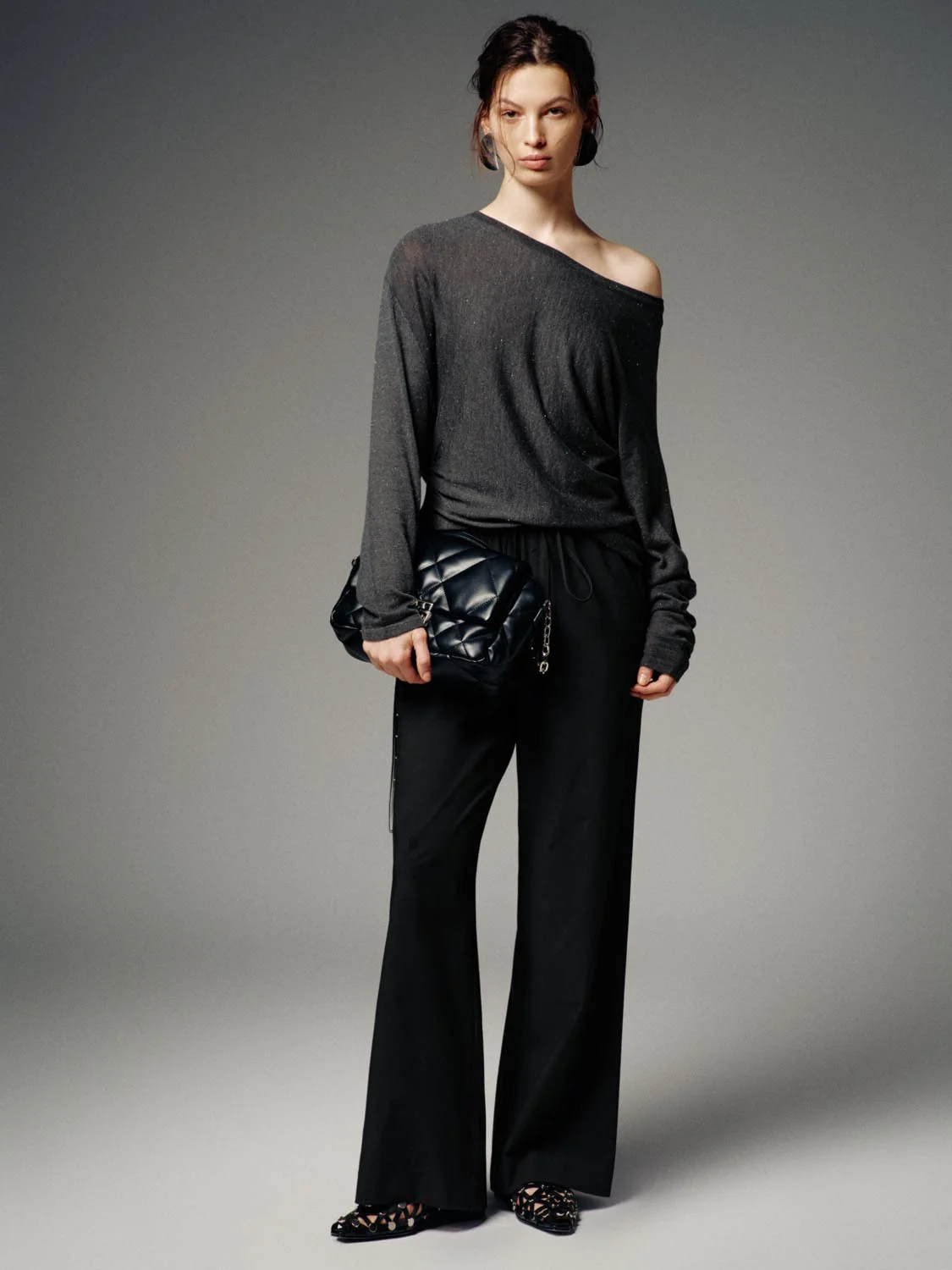 Scoop Neck Long Sleeve Knitted T-Shirts - Image 5