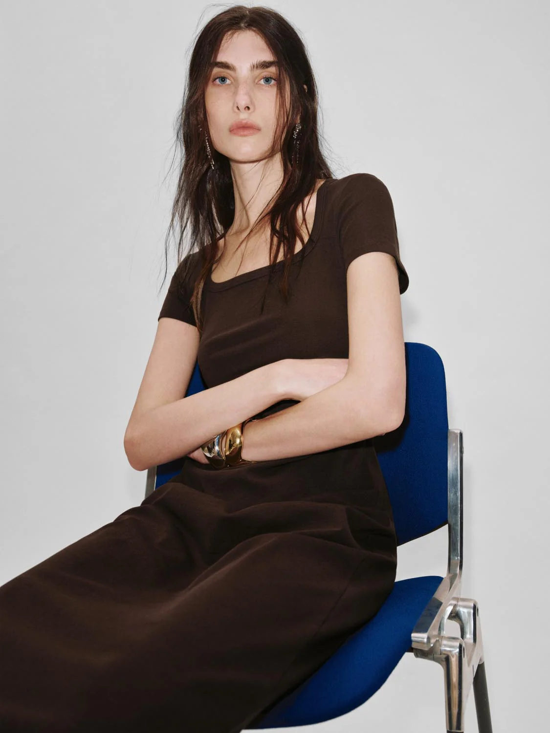 Scoop Neck Short Sleeve Slim-Fit Straight Midi Dresses - Image 11