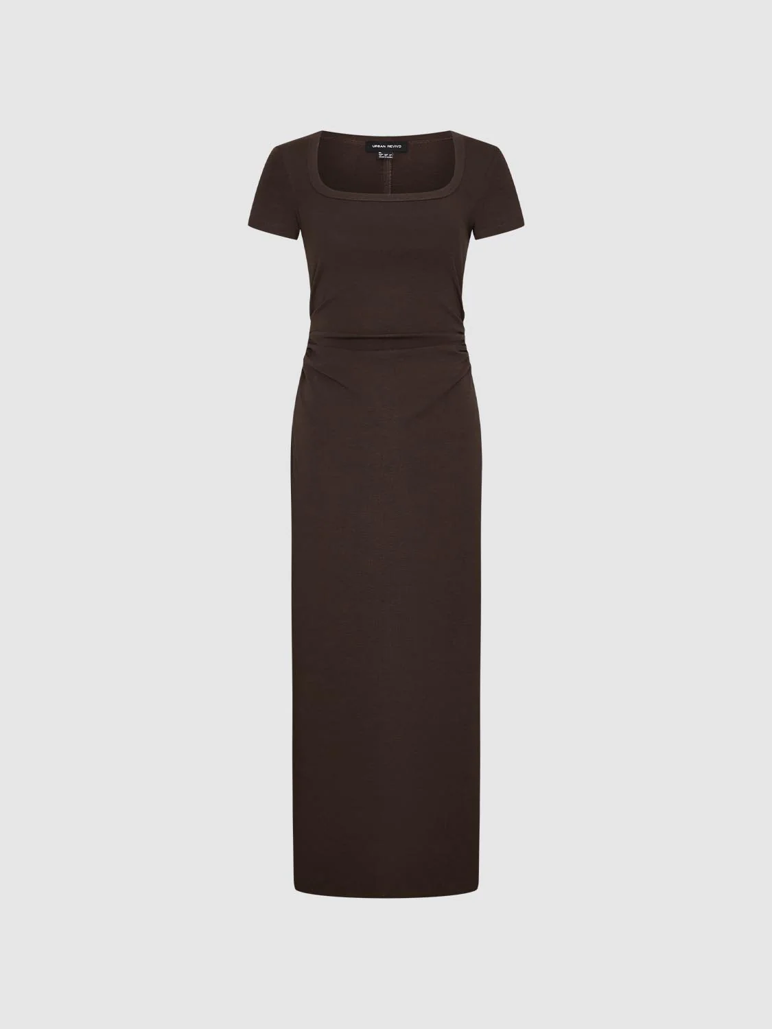 Scoop Neck Short Sleeve Slim-Fit Straight Midi Dresses - Image 15