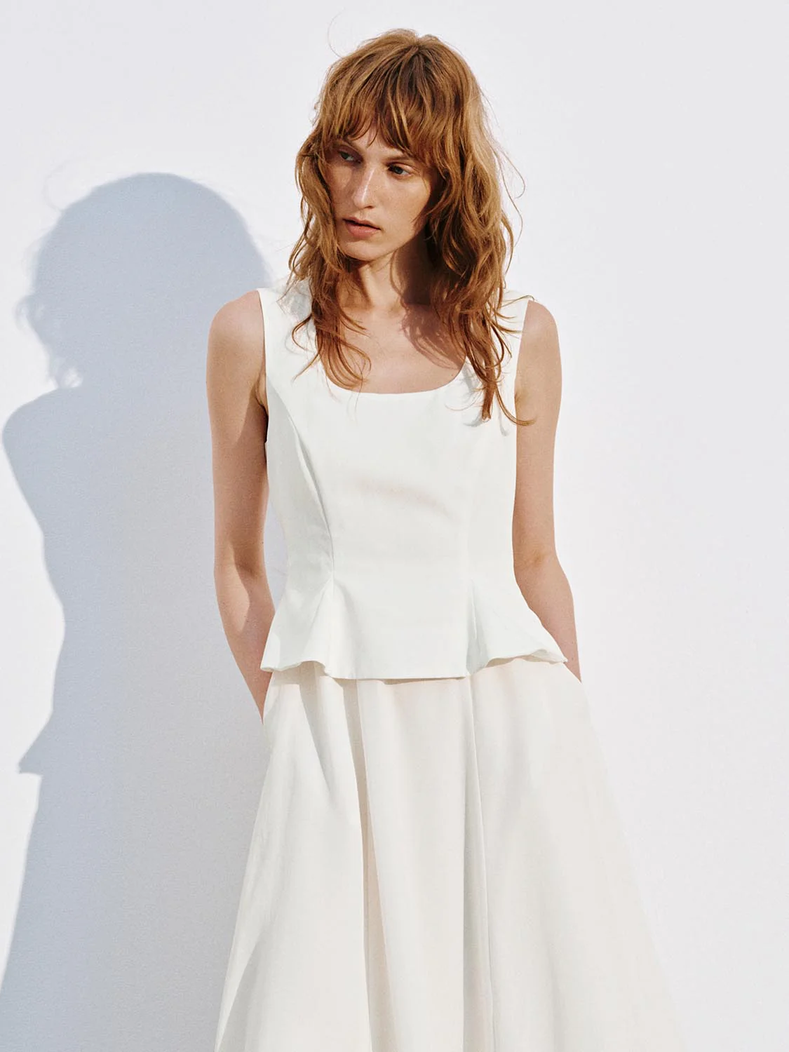 Scoop Neck Sleeveless A-Line Midi Dresses - Image 4
