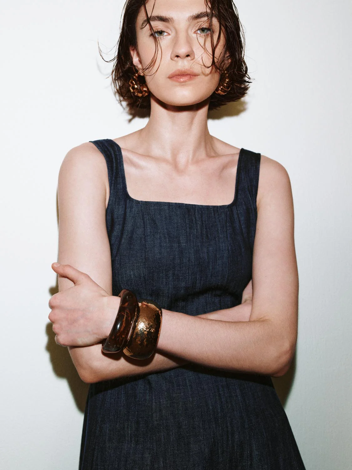 Scoop Neck Sleeveless Denim Dresses - Image 3