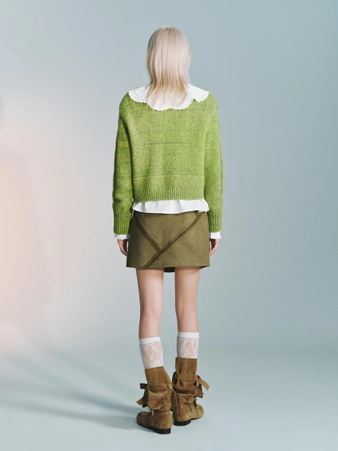 Seamed Stitch Detail A-Line Mini Skirts - Image 4