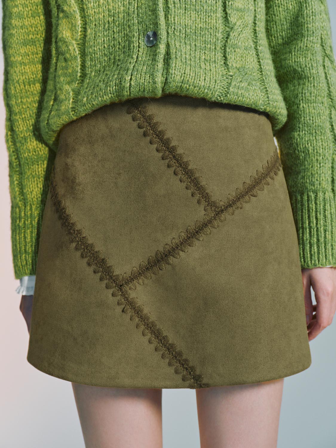 Seamed Stitch Detail A-Line Mini Skirts - Image 5