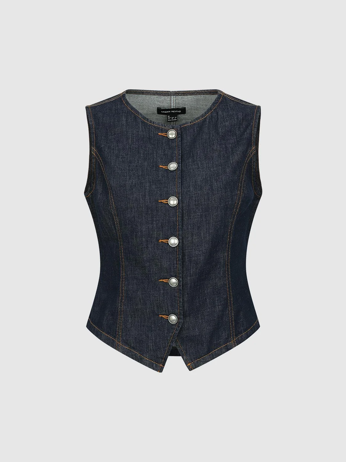 Seamed Stitch Detail Sleeveless Denim Shirts - Image 4
