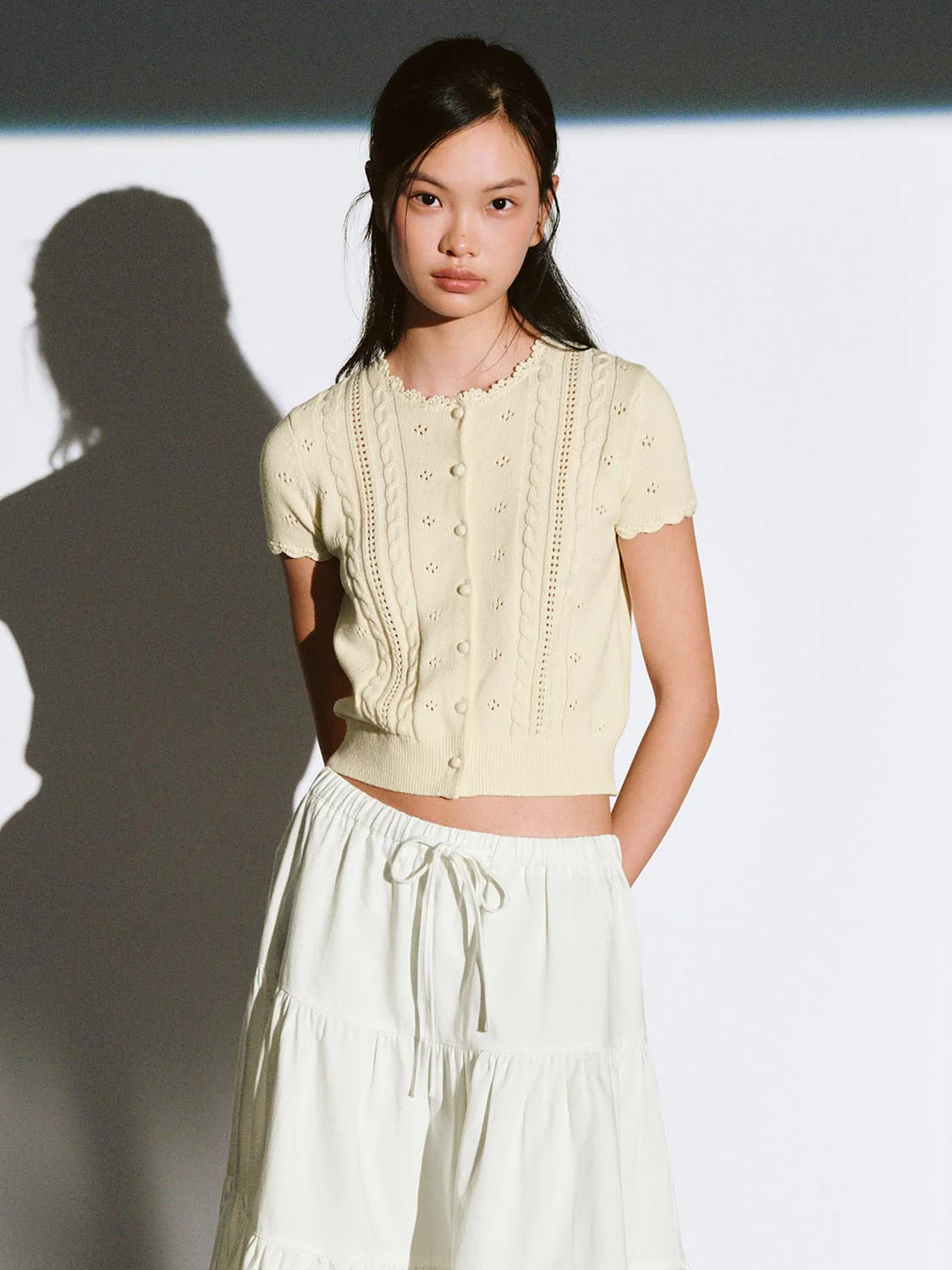 Short Sleeve Open Knitted Cardigans - Image 9