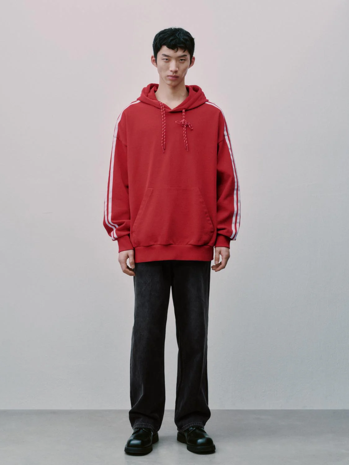 Side Striped Drawstring Hooded Sweatshirts - Image 4