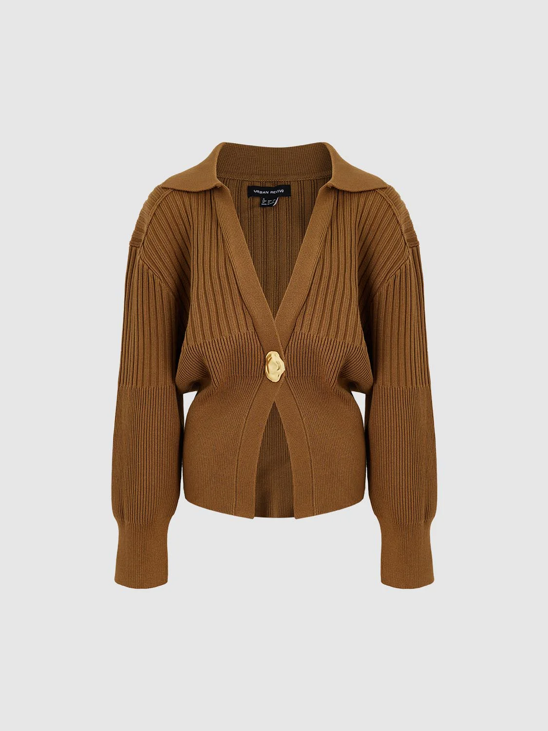 Single Button Collared Knitted Cardigans - Image 14