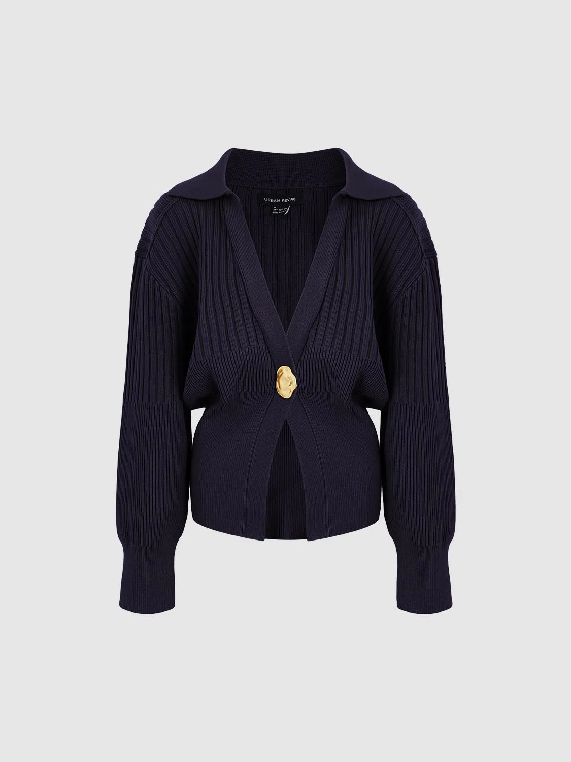 Single Button Collared Knitted Cardigans - Image 7