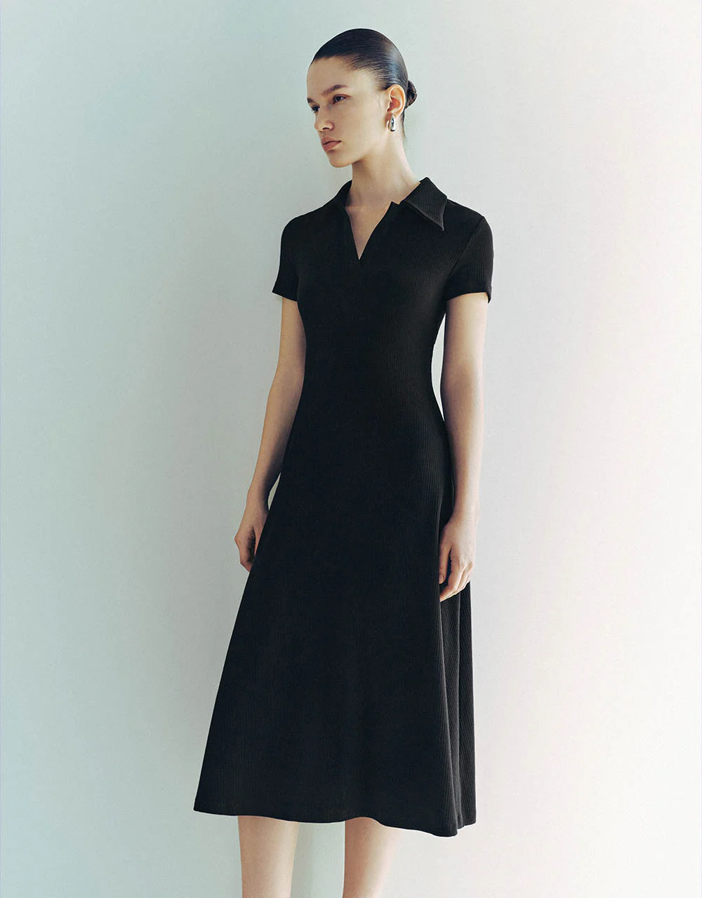 Skinny Knitted Polo A-Line Dress - Image 10