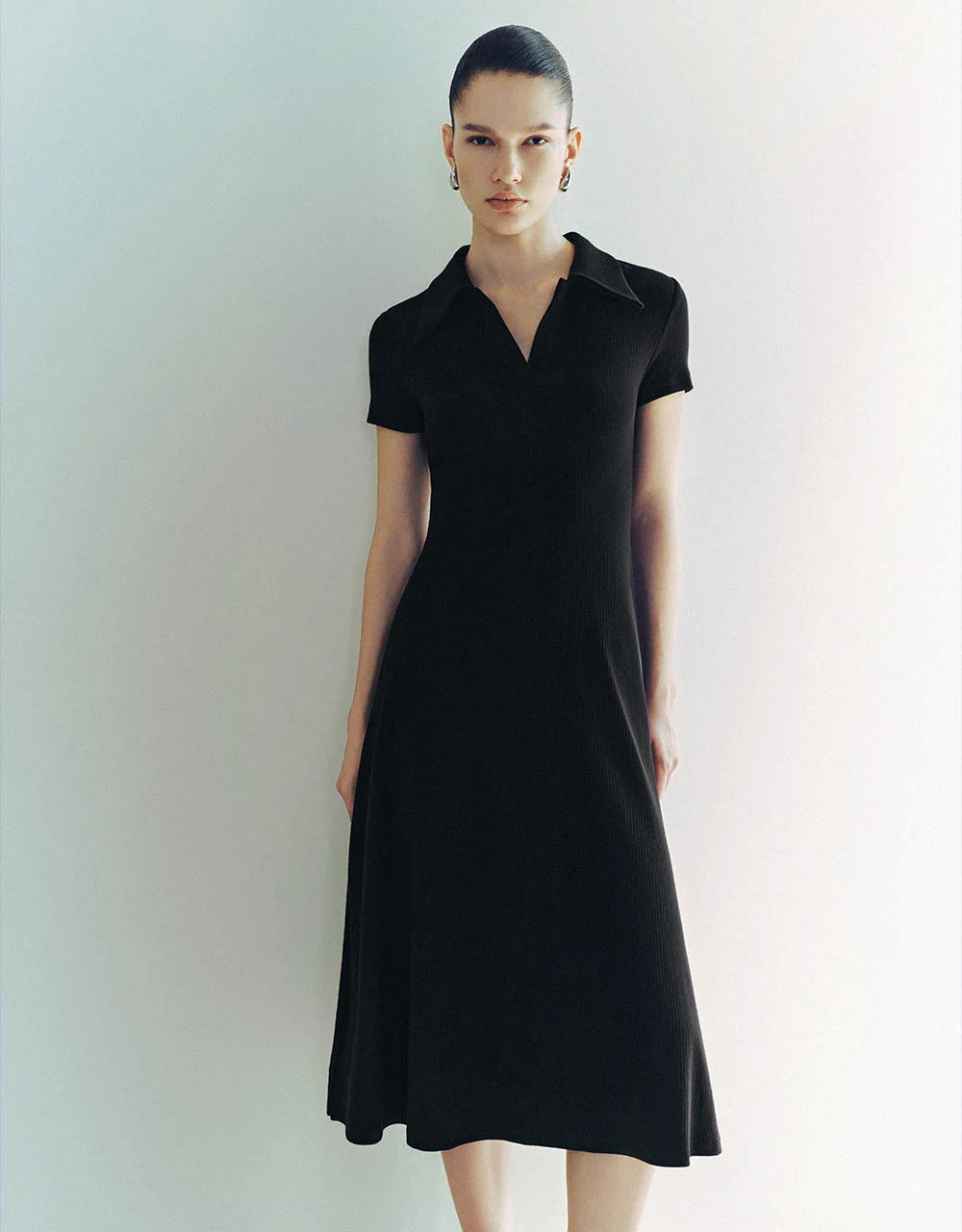 Skinny Knitted Polo A-Line Dress - Image 15