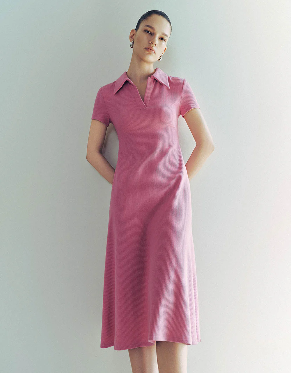 Skinny Knitted Polo A-Line Dress - Image 18