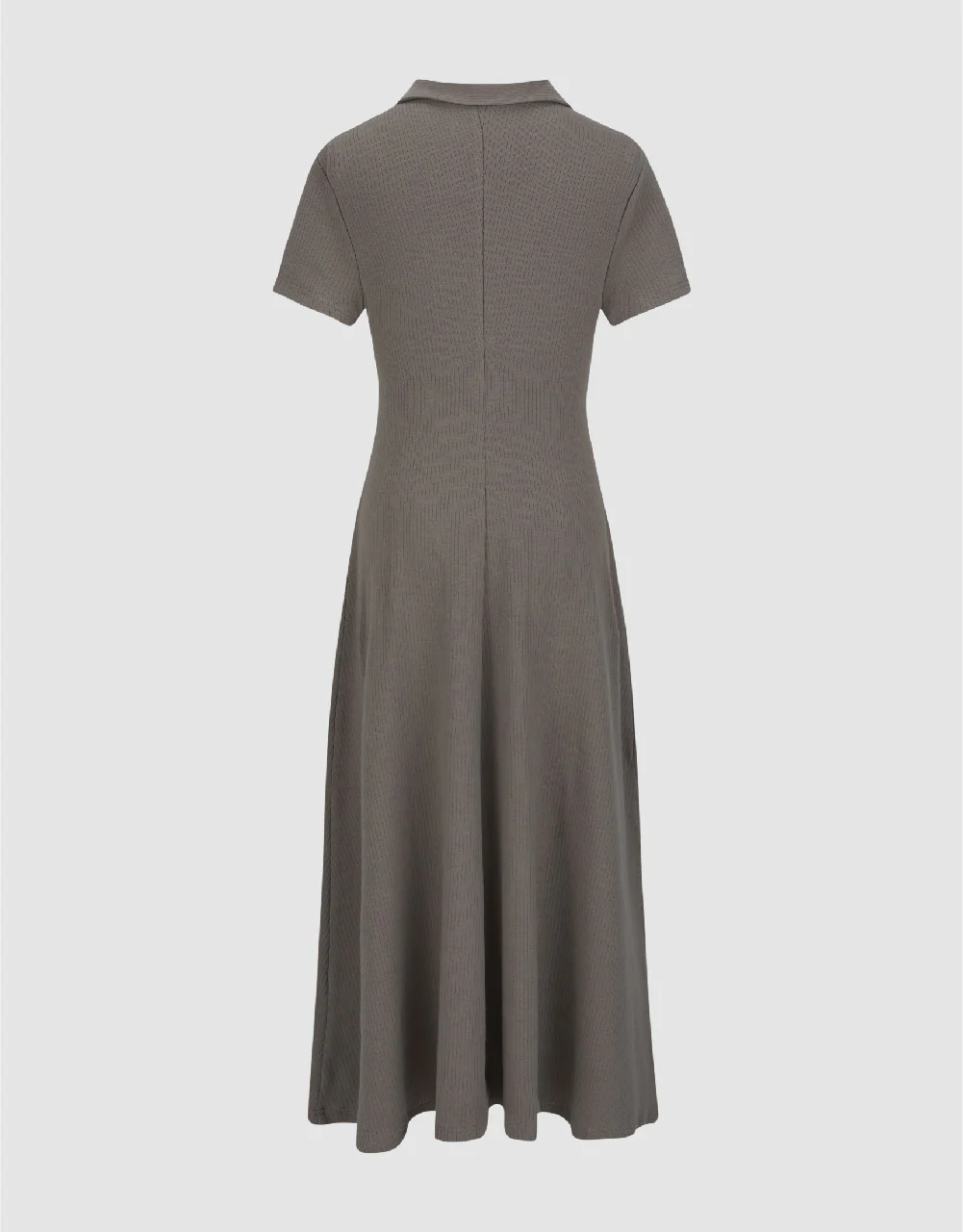 Skinny Knitted Polo A-Line Dress - Image 5