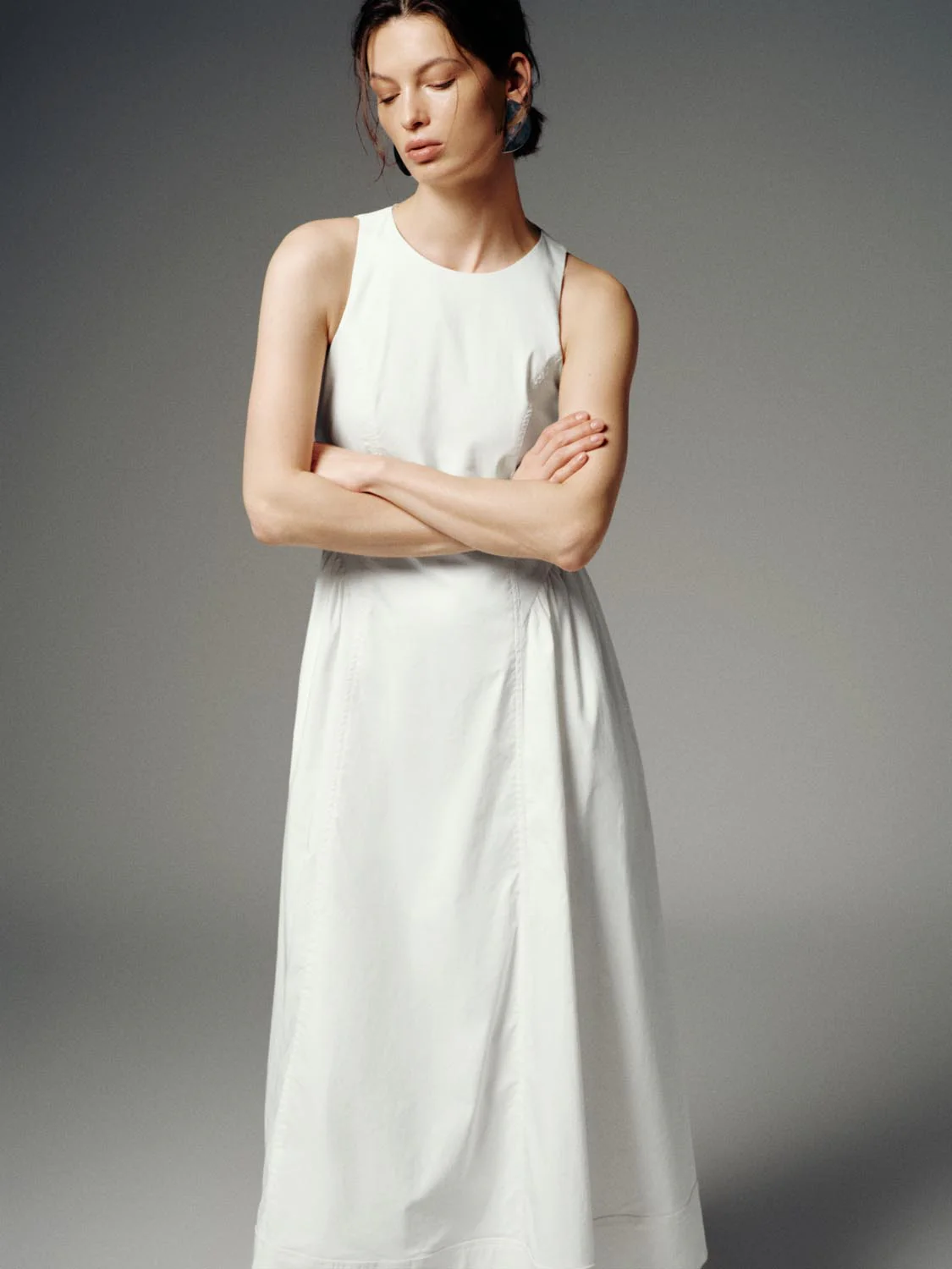 Sleeveless Seamed A-Line Midi Dresses - Image 5