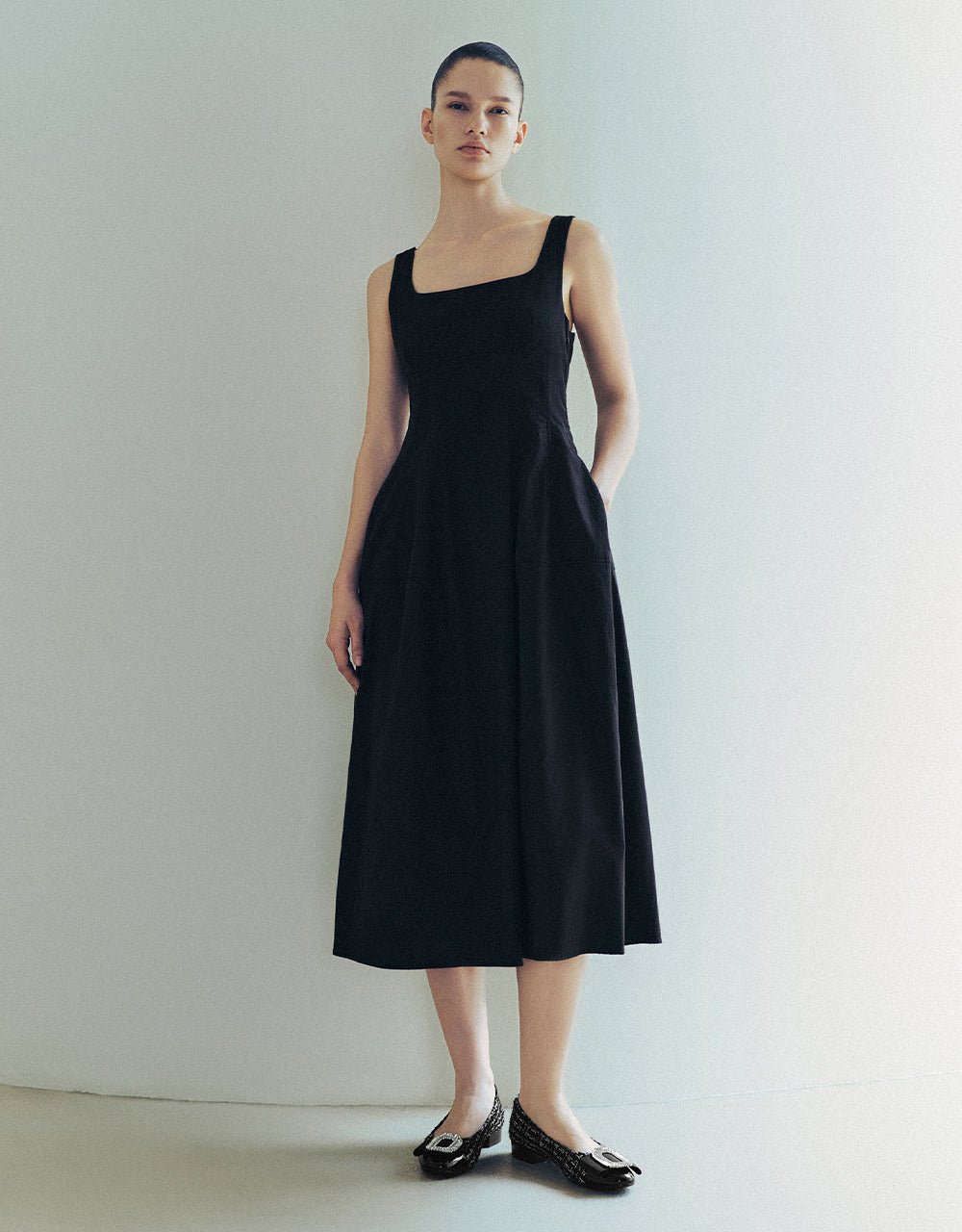 Sleeveless Square-cut Collar A-Line Dress - Image 27