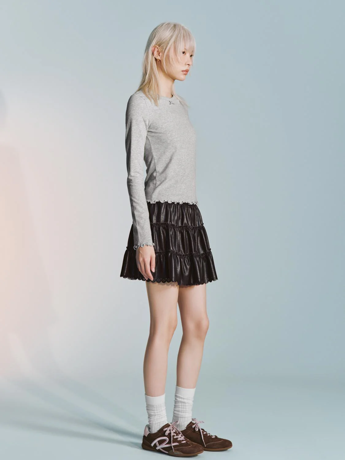 Slim Fit Crew Neck Frill Trim T-Shirts - Image 13