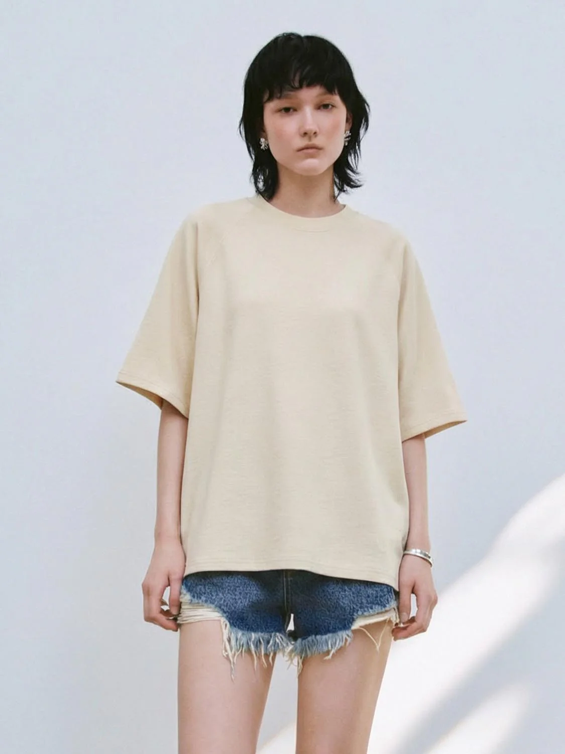Solid Loose Fit Crew Neck T-Shirts - Image 11