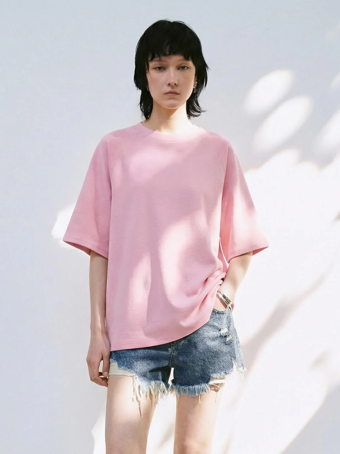 Solid Loose Fit Crew Neck T-Shirts - Image 17