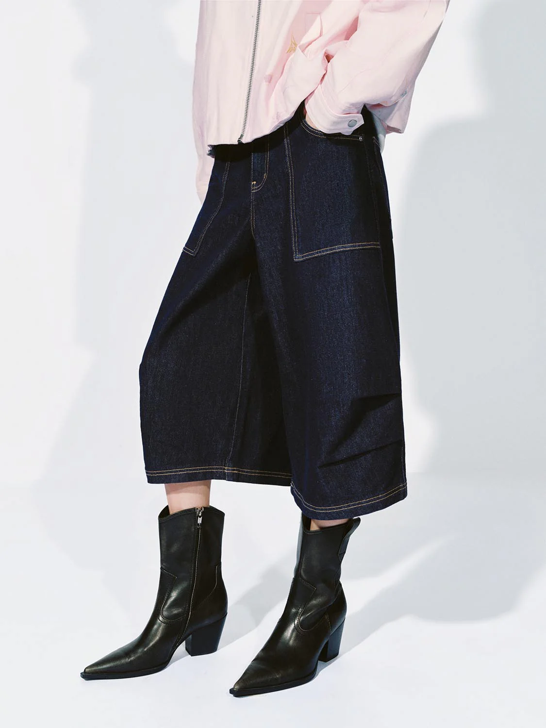 Stitch Detail Denim Shorts - Image 3