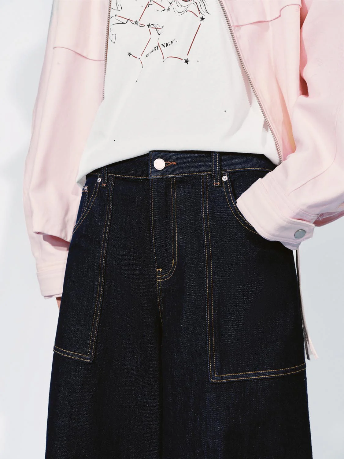 Stitch Detail Denim Shorts - Image 5