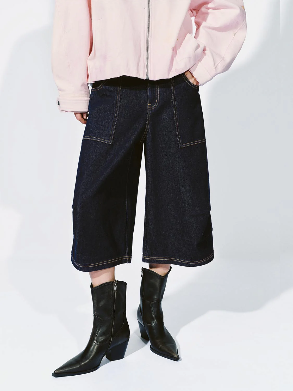 Stitch Detail Denim Shorts - Image 9