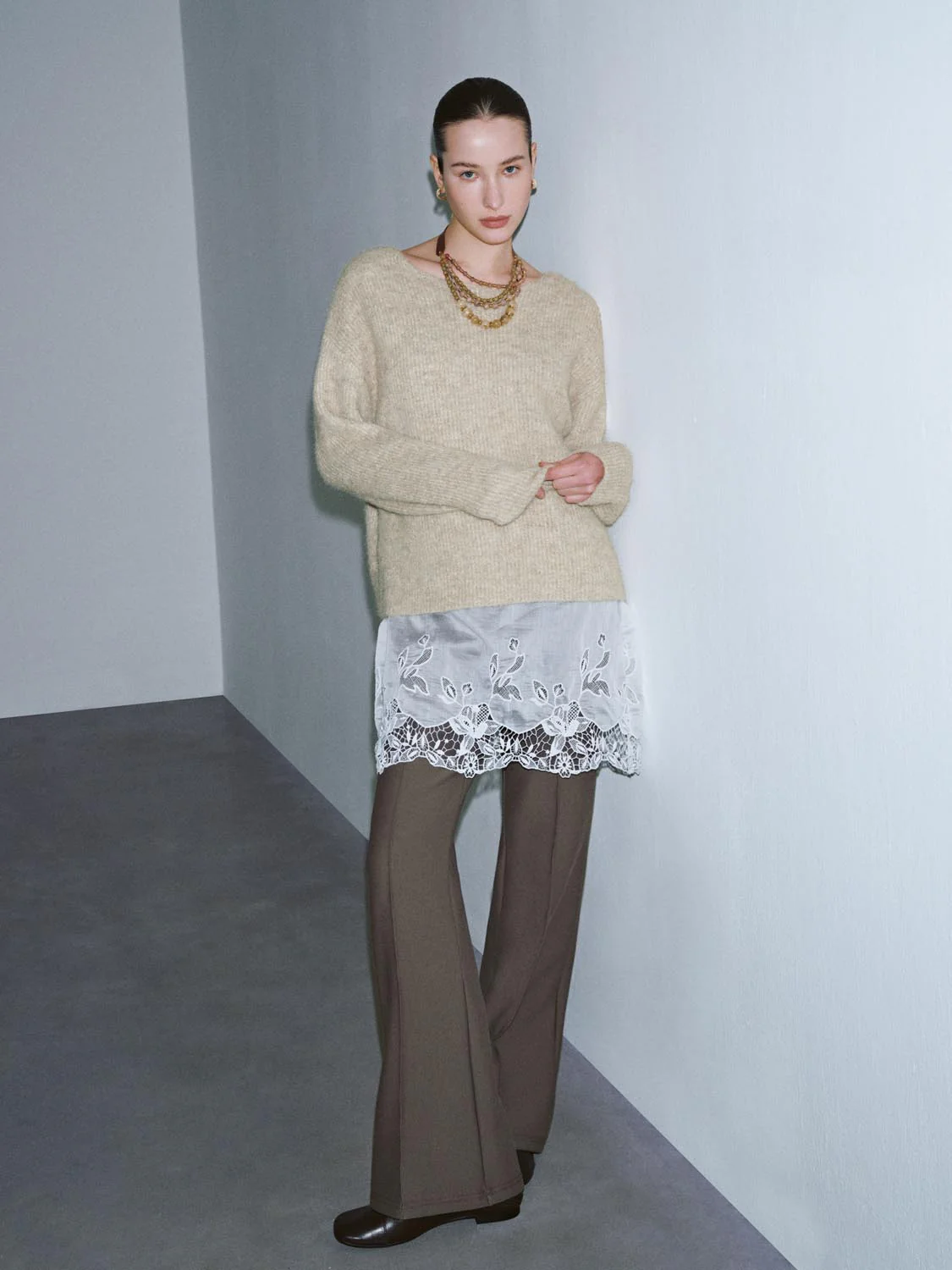 Stitch Detail Flare Leg Pants - Image 7