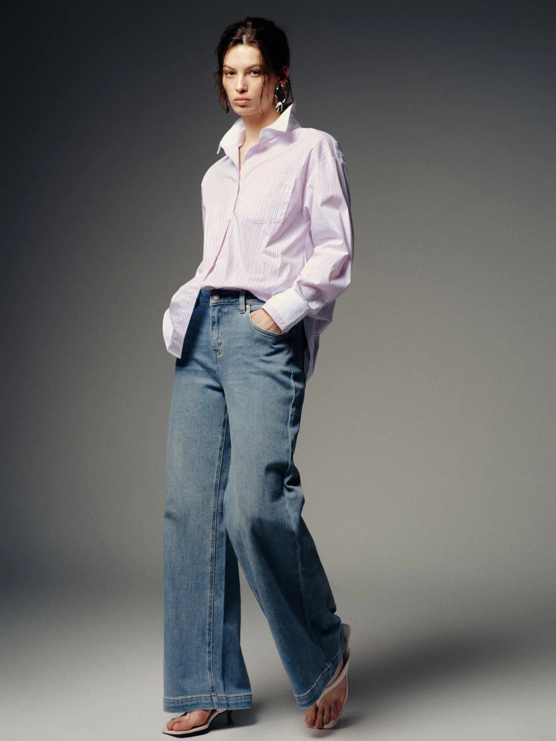 Stitch Detail Wide Leg Jeans - Image 5