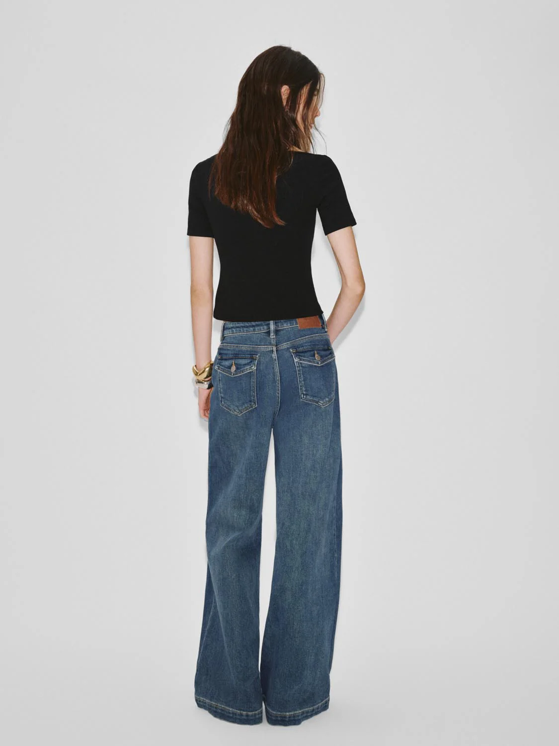 Stitch Detail Wide Leg Jeans - Image 4