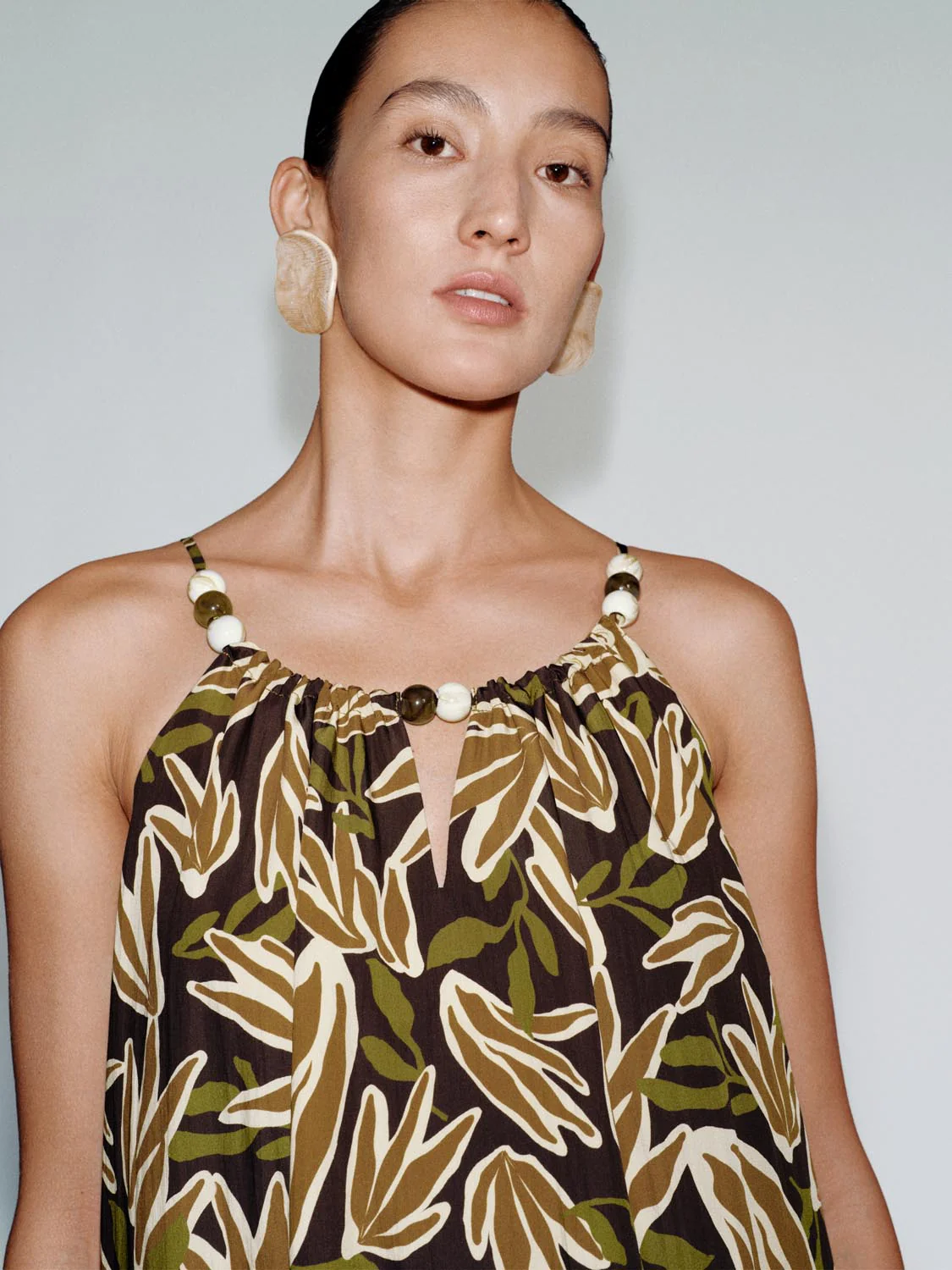 Strappy Beaded Printed A-Line Midi Dresses - Image 3