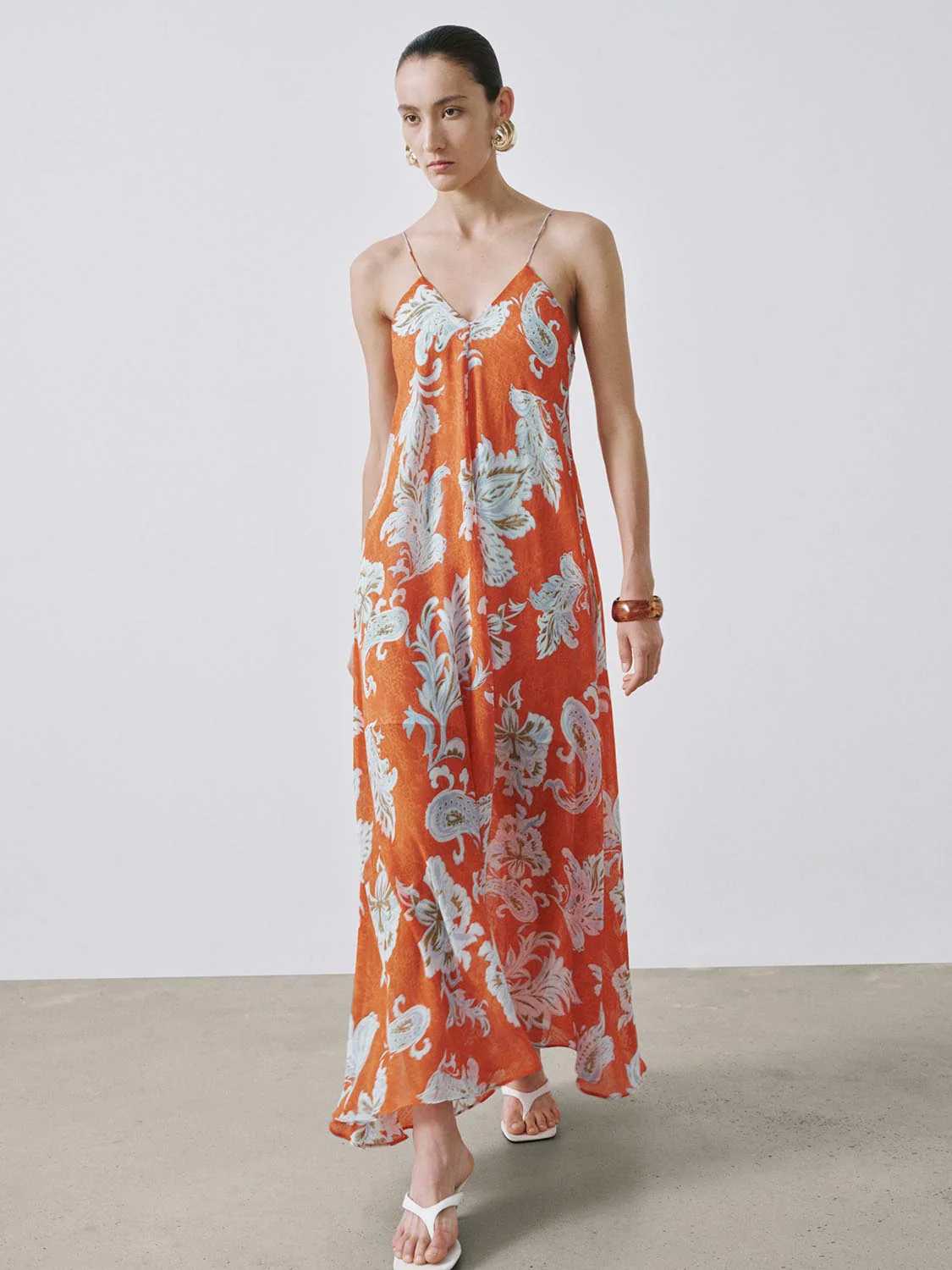 Strappy Floral Intarsia A-Line Midi Dresses