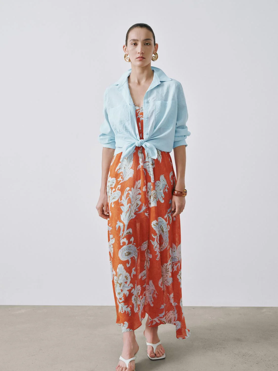 Strappy Floral Intarsia A-Line Midi Dresses - Image 4