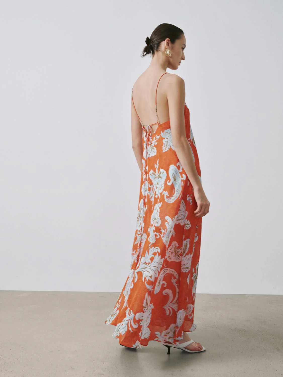 Strappy Floral Intarsia A-Line Midi Dresses - Image 6