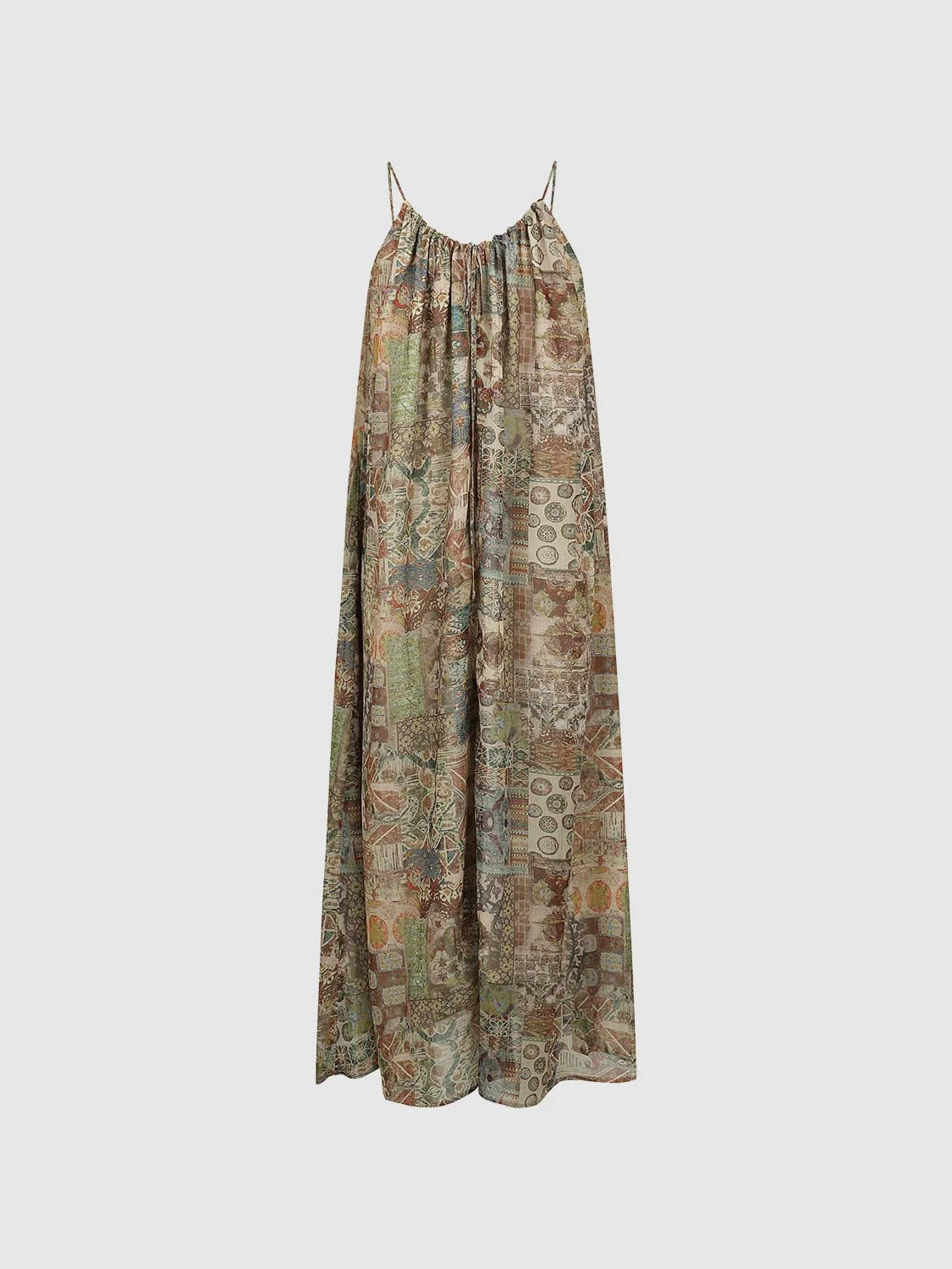Strappy Patchwork A-Line Midi Dresses - Image 2