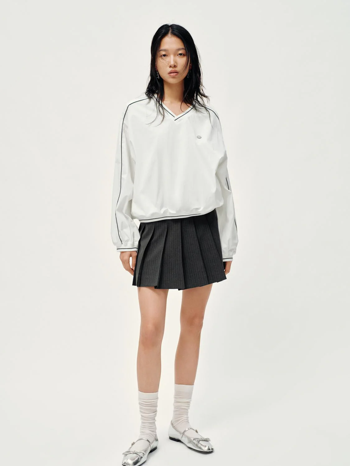 Striped Contrast Trim V-Neck Overhead Shirts - Image 5