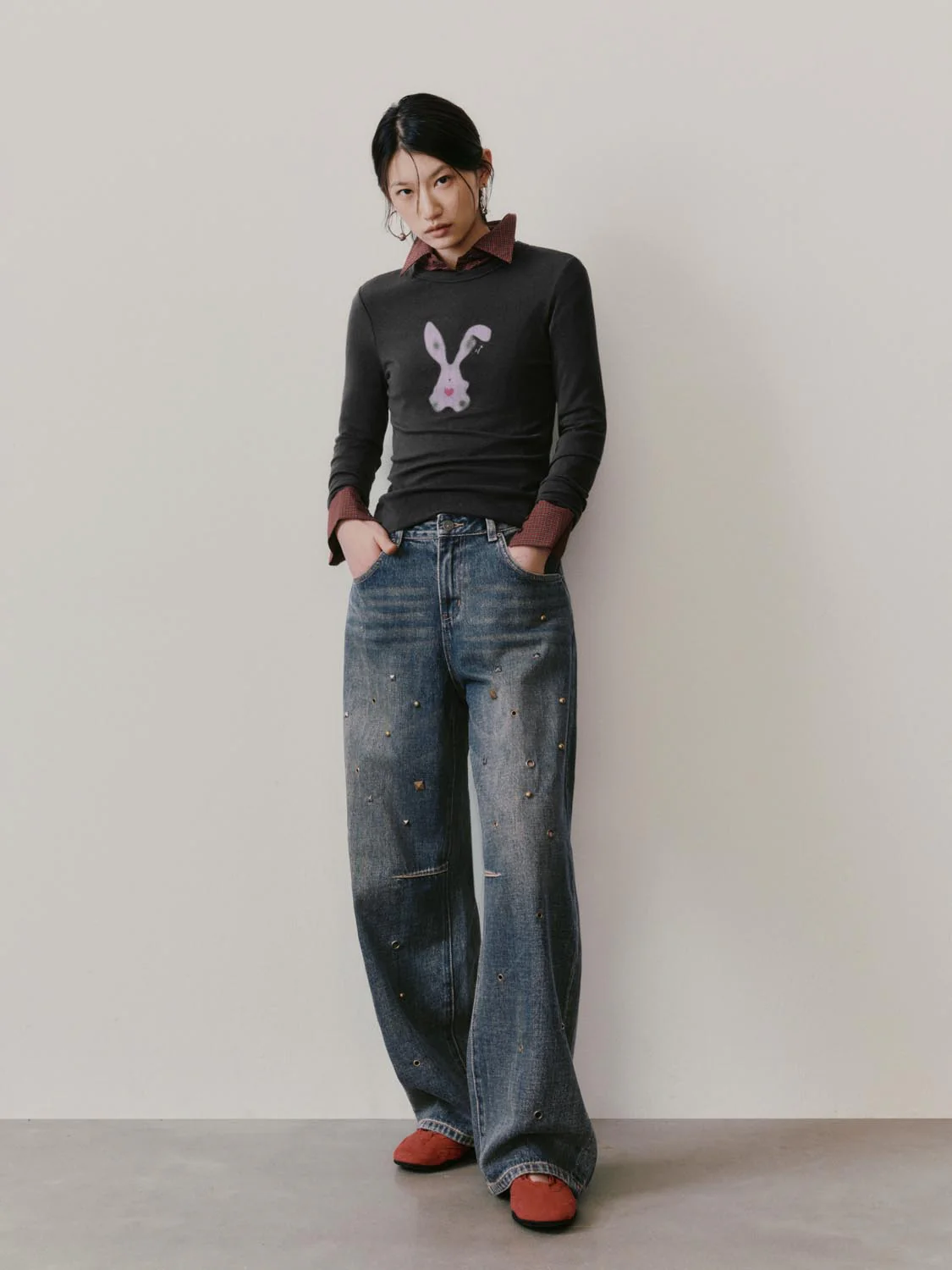 Studded Barrel Leg Jeans - Image 6
