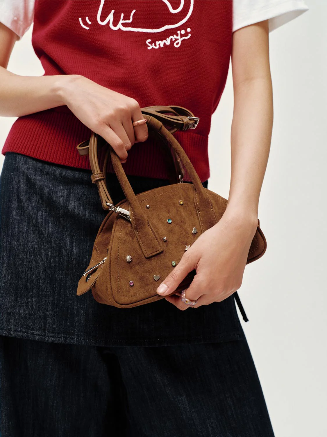 Studded Handle Shoulder Bags - Image 8