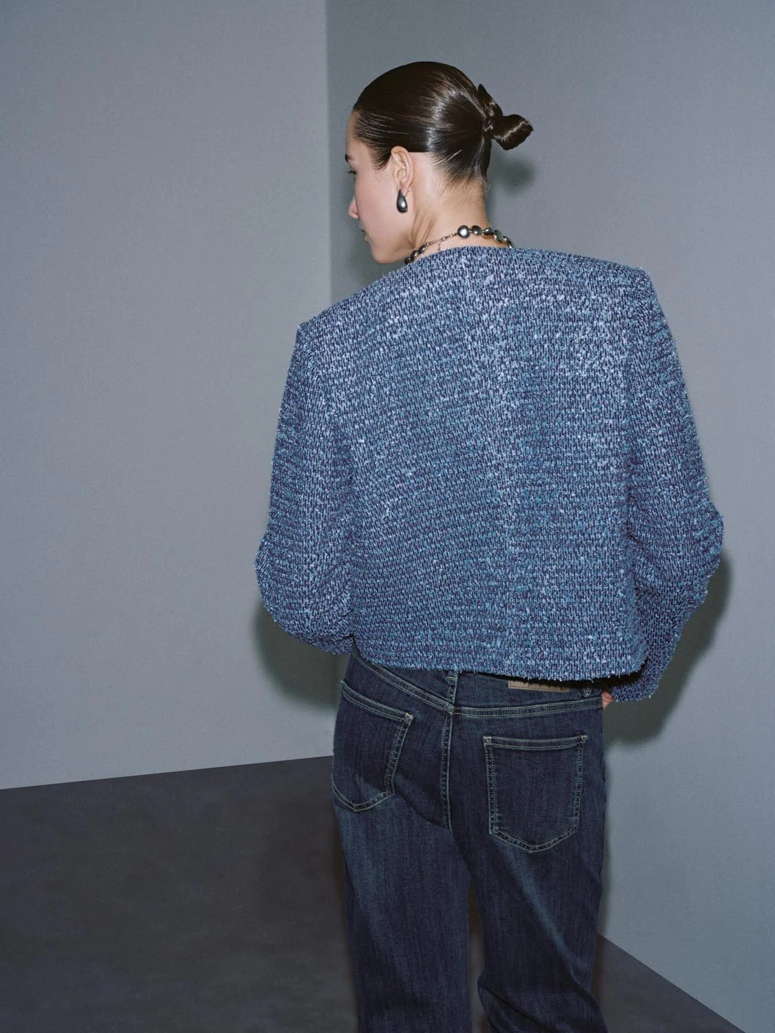 Tailored Crew Neck Button Up Denim Jackets - Image 3