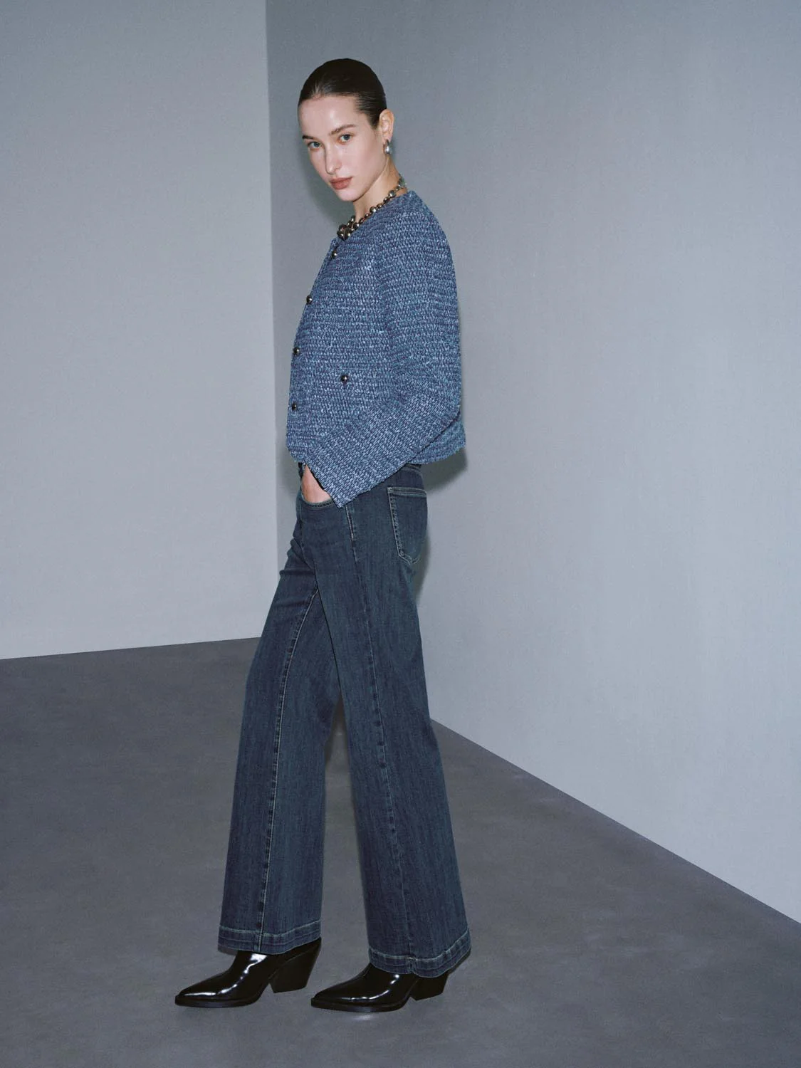 Tailored Crew Neck Button Up Denim Jackets - Image 4