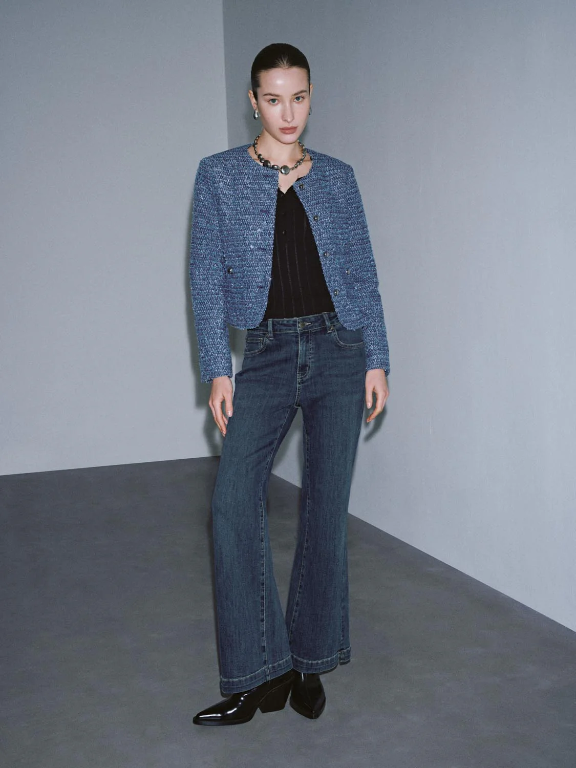 Tailored Crew Neck Button Up Denim Jackets - Image 5