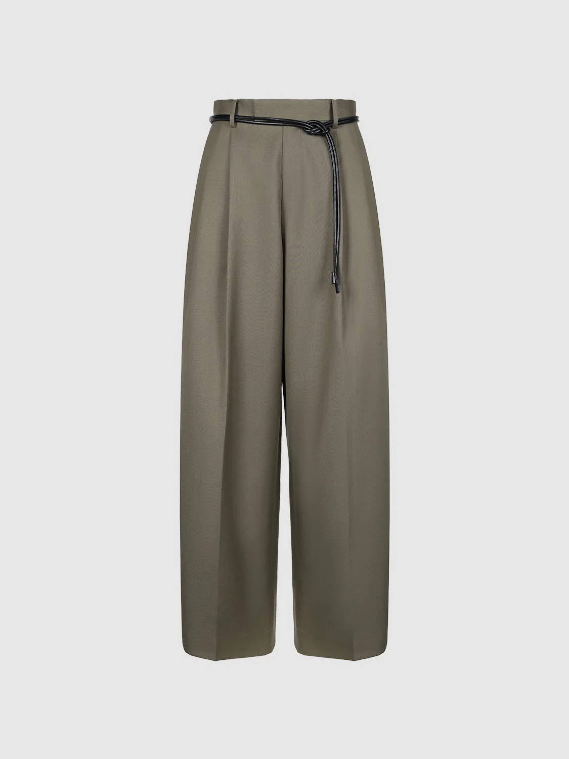 Tie Belt Pleated Tailored Suit Pants - Image 2