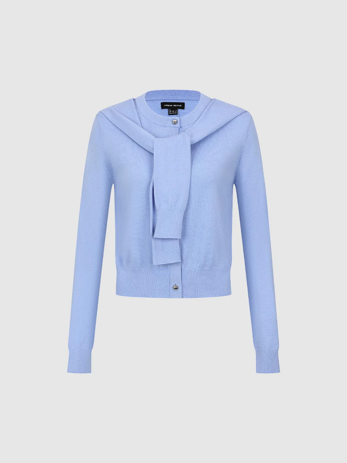 Tie Front Crew Neck Knitted Cardigans - Image 7