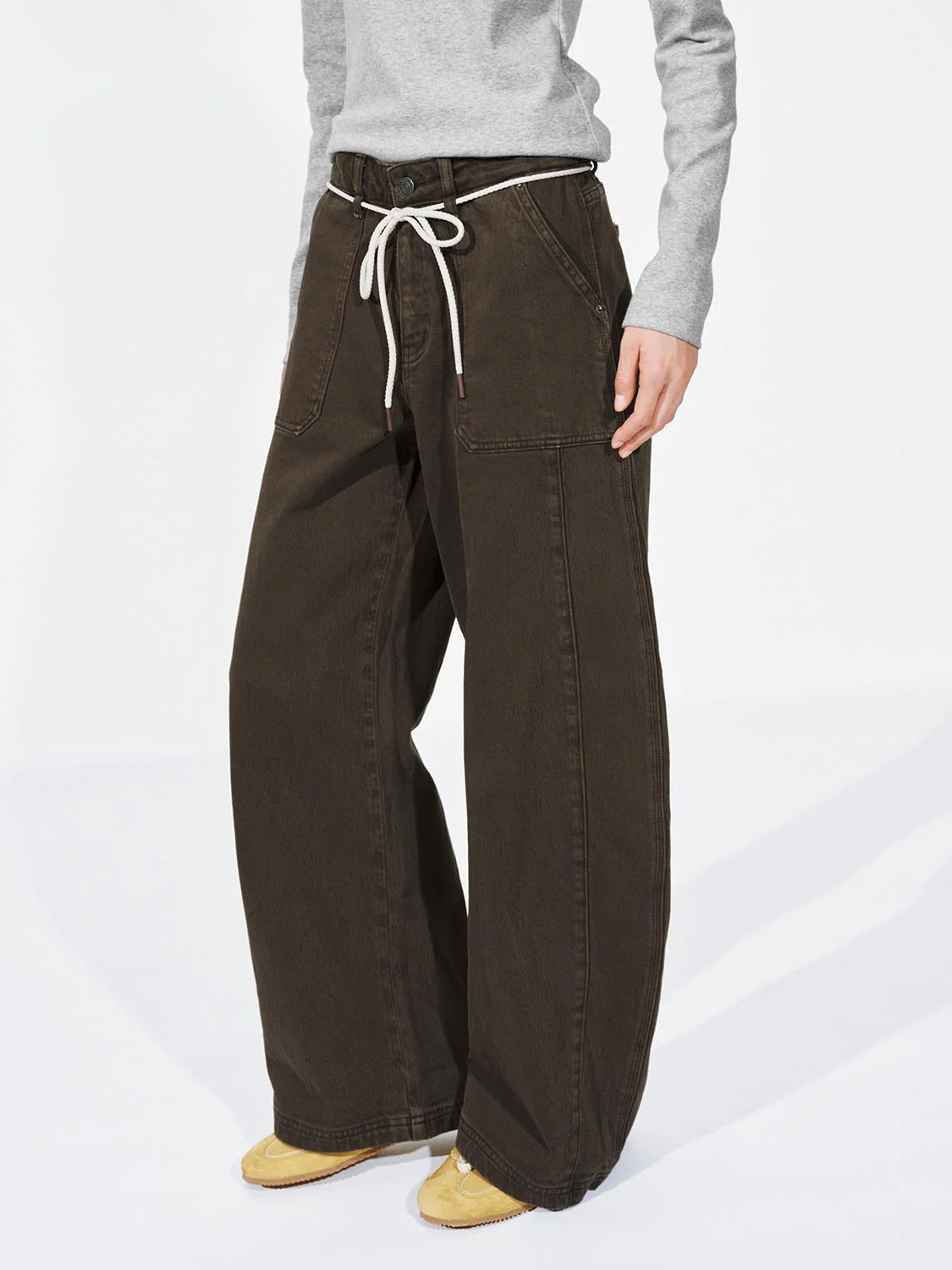 Tie Waist Barrel Leg Jeans - Image 3