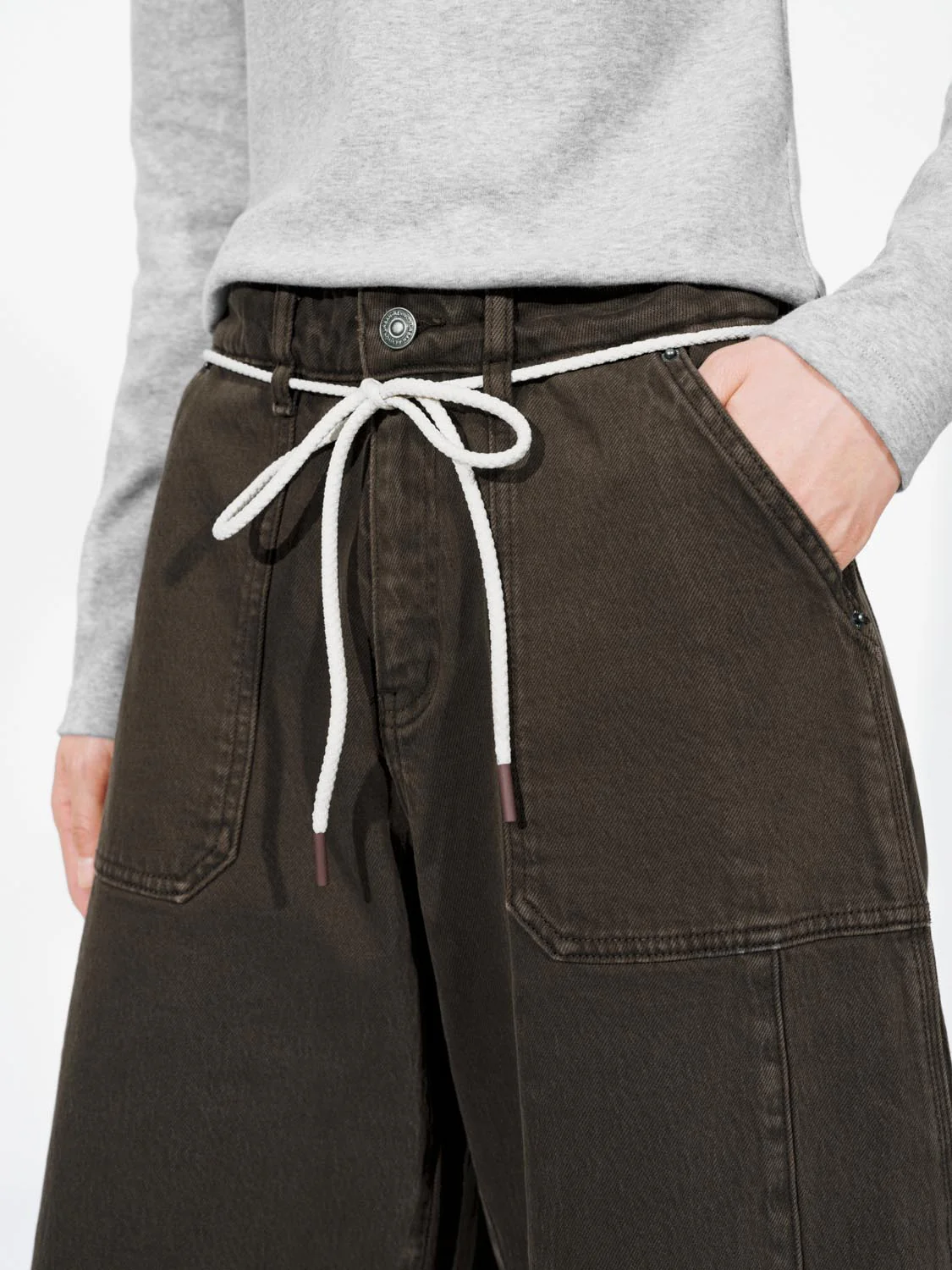 Tie Waist Barrel Leg Jeans - Image 5