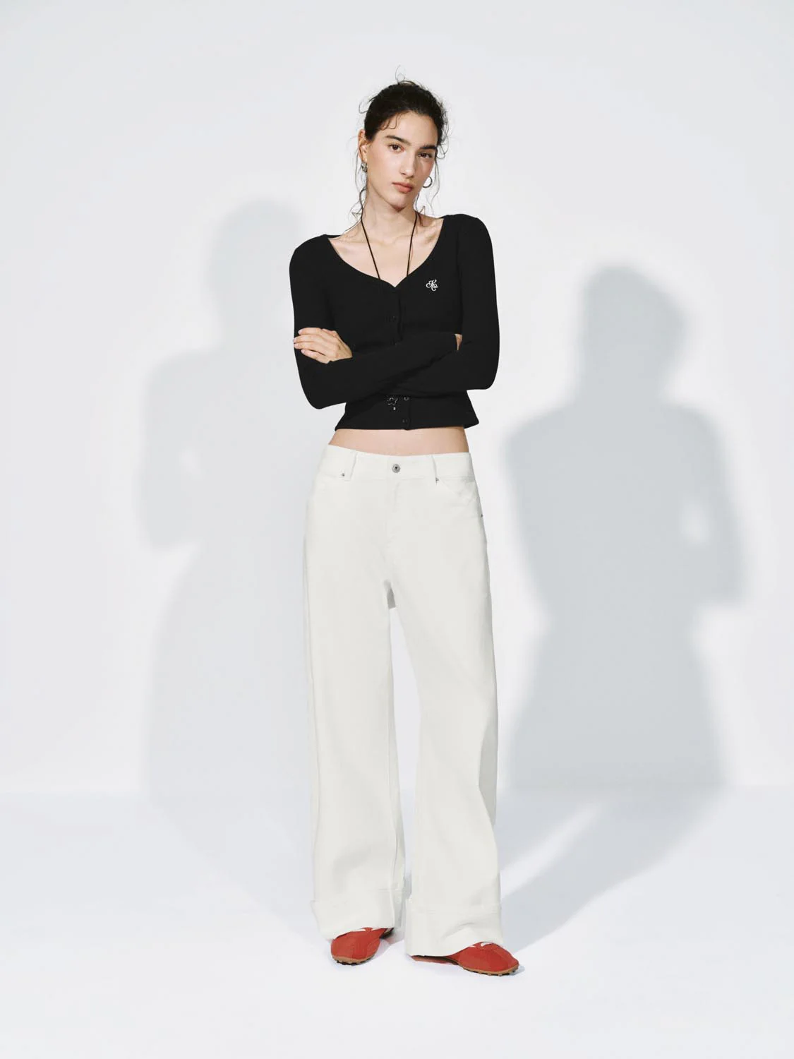 V-Neck Embroidered Slim Fit Long Sleeve Knitted T-Shirts - Image 21