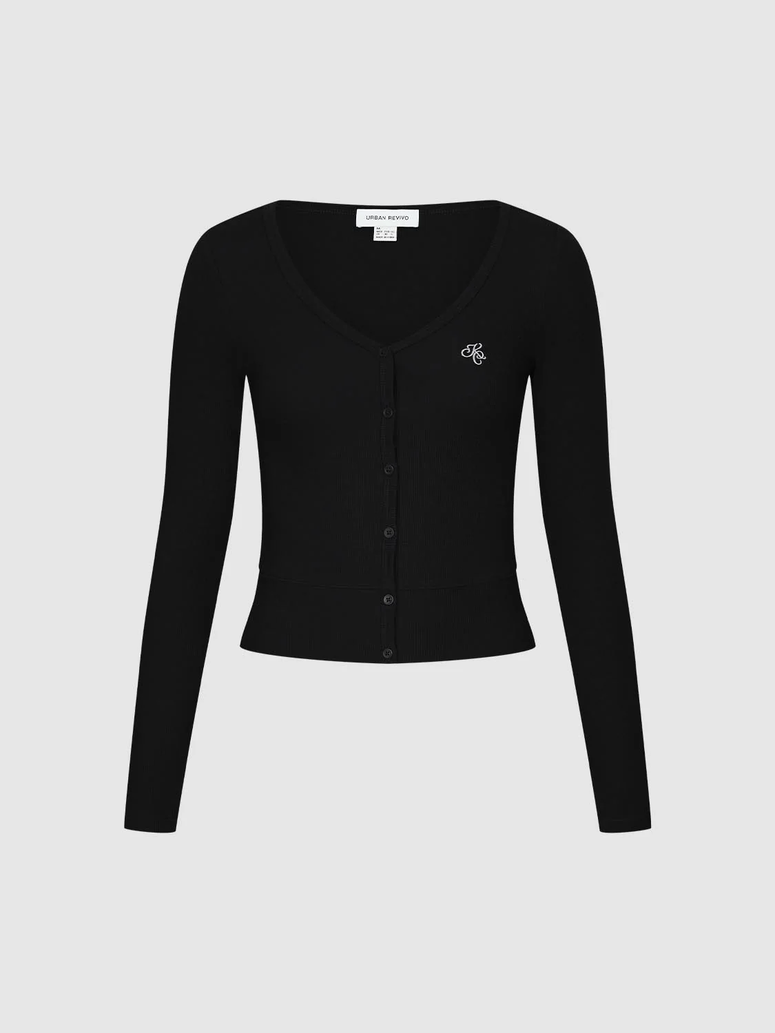V-Neck Embroidered Slim Fit Long Sleeve Knitted T-Shirts - Image 23